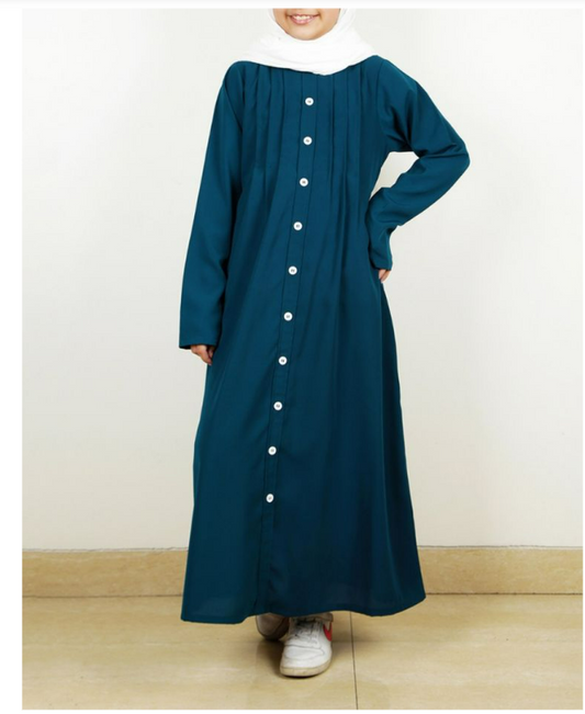 Button Down Pintuck Kids Abaya (Made-To-Order)