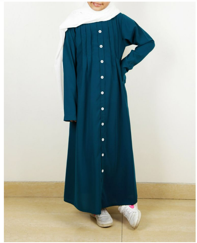 Button Down Pintuck Kids Abaya (Made-To-Order)