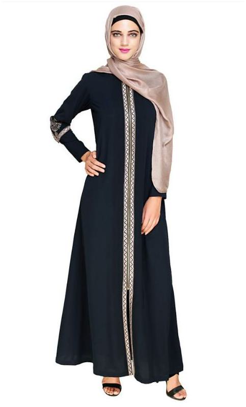 Bygone Front Zipper Blue Abaya