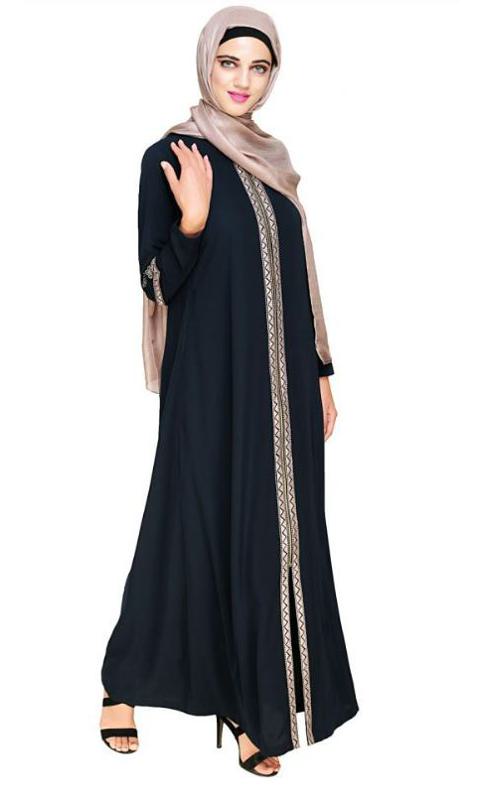 Bygone Front Zipper Blue Abaya