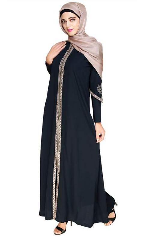 Bygone Front Zipper Blue Abaya