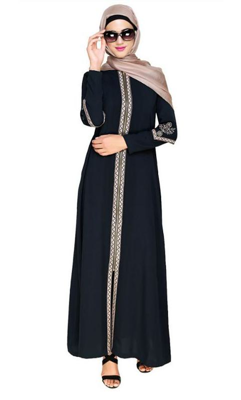 Bygone Front Zipper Blue Abaya