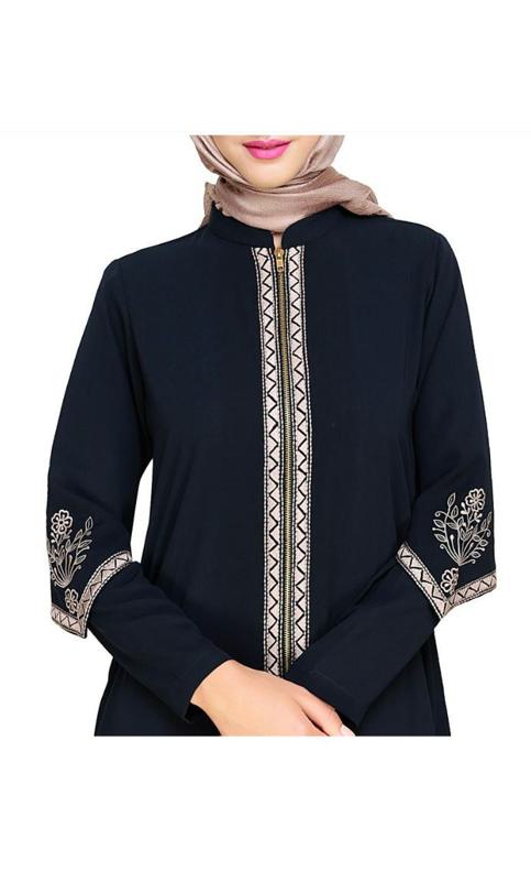 Bygone Front Zipper Blue Abaya