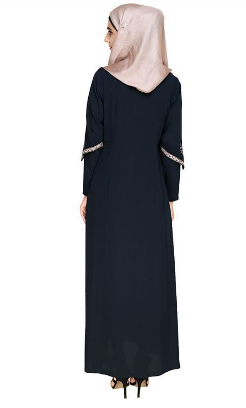 Bygone Front Zipper Blue Abaya