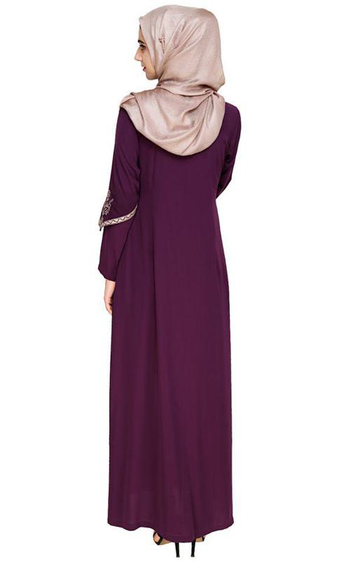 Bygone Front Zipper Purple Abaya (Made-To-Order)