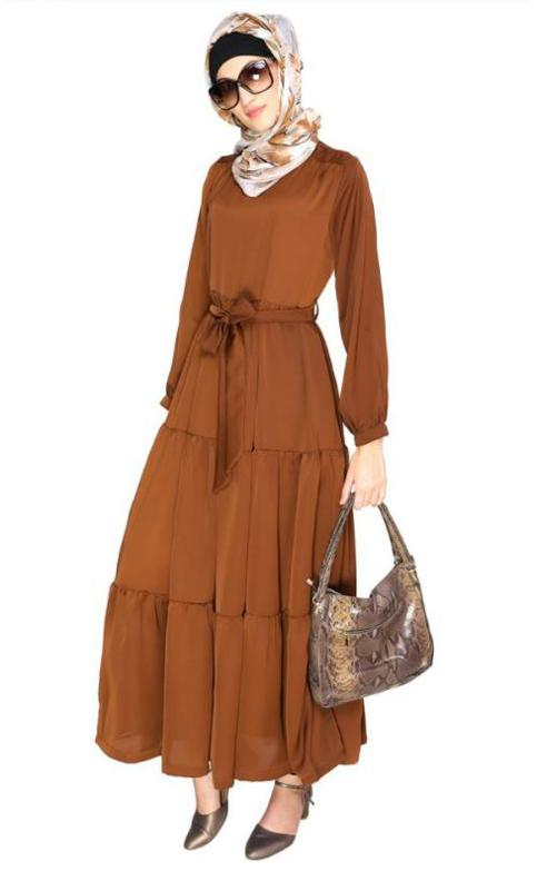 Caramel Brown Tiered Maxi Dress