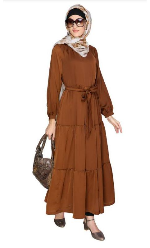 Caramel Brown Tiered Maxi Dress