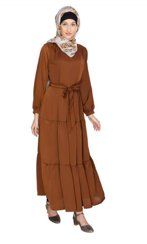 Caramel Brown Tiered Maxi Dress