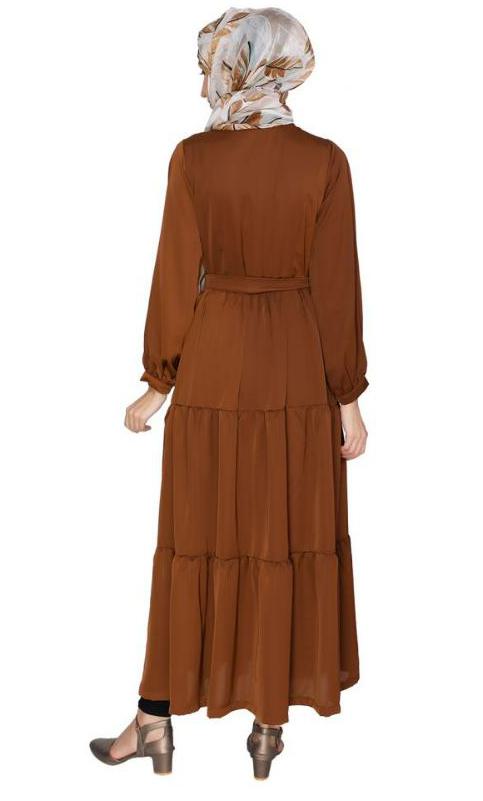 Caramel Brown Tiered Maxi Dress