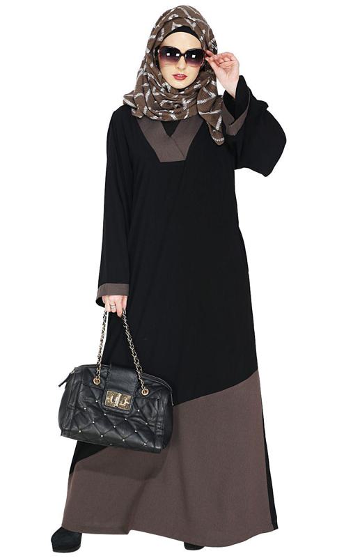 Casual Brown Highlighted Abaya (Made-To-Order)