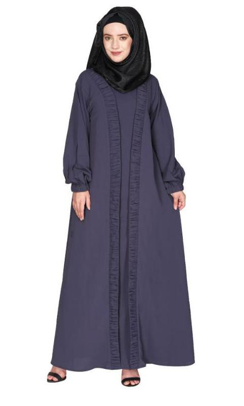 Casual Dark Grey Gown Style Abaya