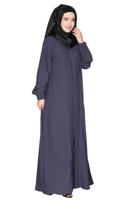 Casual Dark Grey Gown Style Abaya