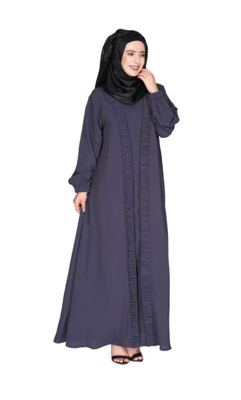 Casual Dark Grey Gown Style Abaya