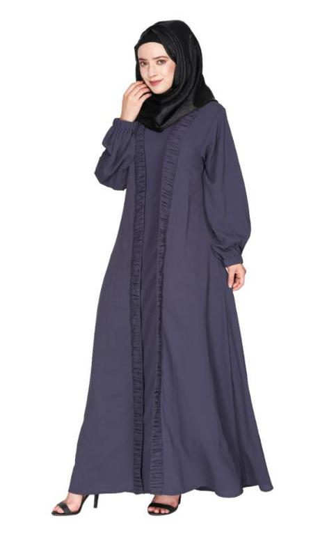 Casual Dark Grey Gown Style Abaya