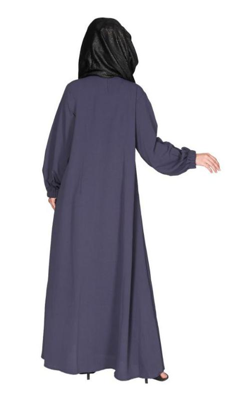 Casual Dark Grey Gown Style Abaya