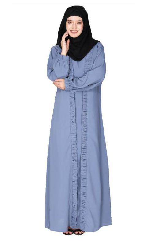 Casual Teal Blue Gown Style Abaya