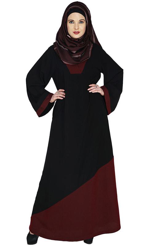 Casual Wine Highlighted Abaya (Made-To-Order)