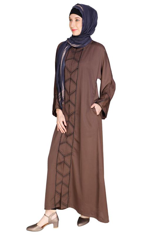 Classic Button Down Brown Abaya (Made-To-Order)
