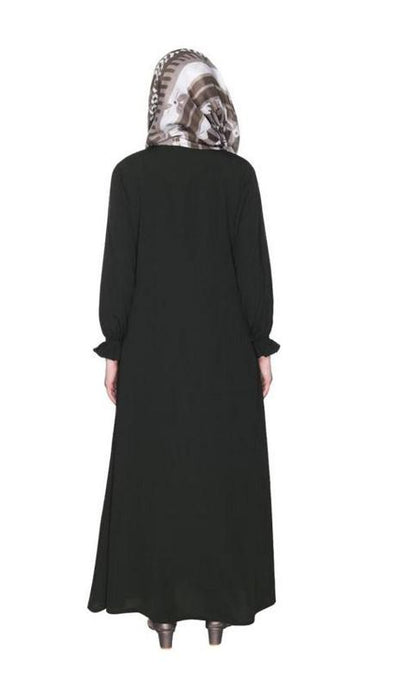 Classic Plain Olive Abaya With Elastic Cuffs (Made-To-Order)
