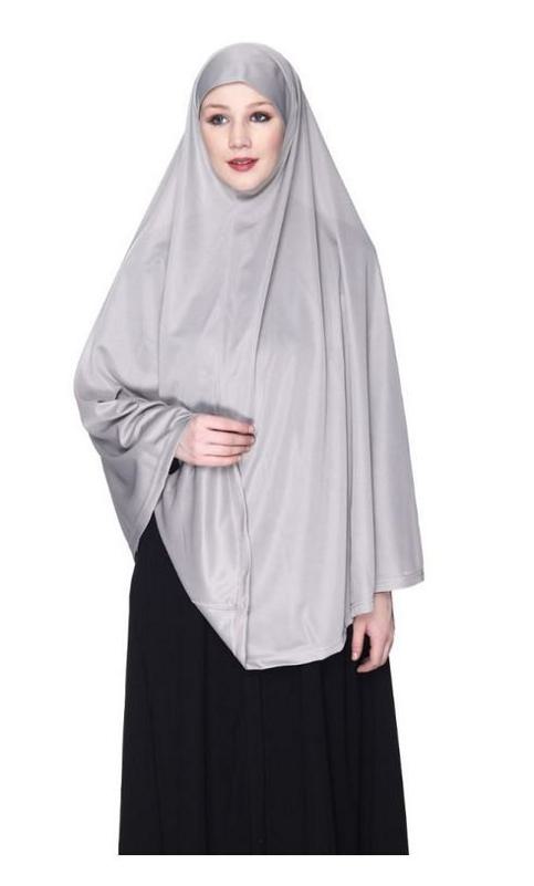 Classy Jersey Light Grey Khimar (Made-To-Order)
