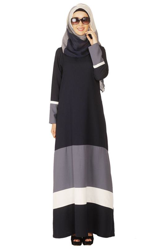 Colour Block Blue Abaya