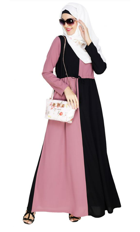 Colour Blocked Onion Pink Abaya