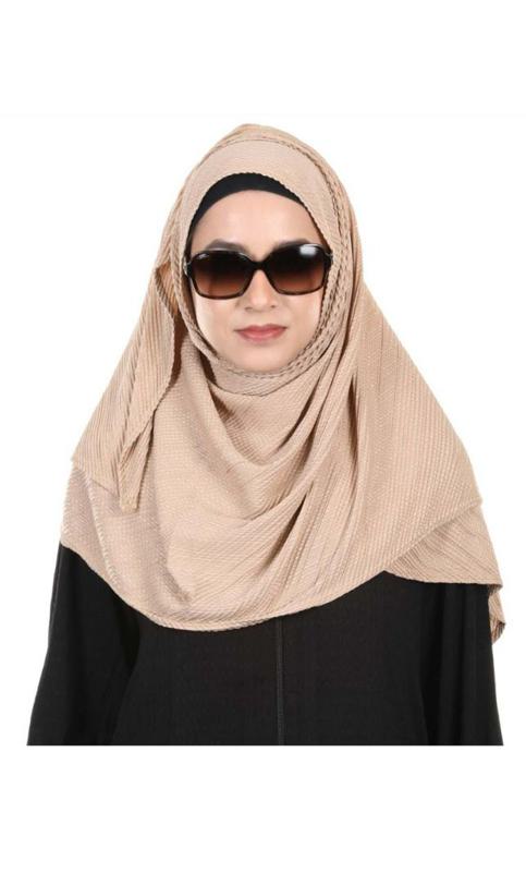 Cross Pleated Ultra Smooth Golden Jersey Hijab