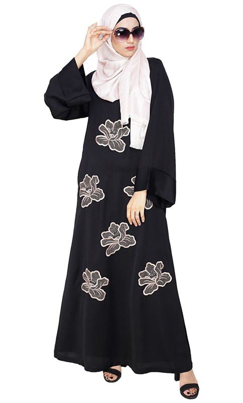 Daisy Black Dubai Style Abaya (Made-To-Order)