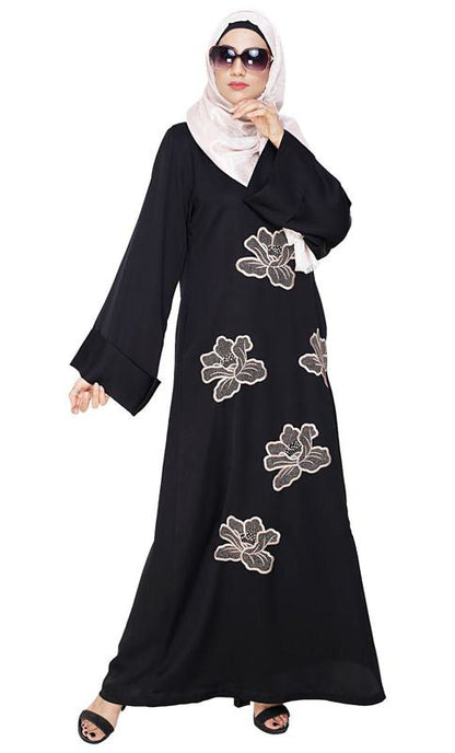 Daisy Black Dubai Style Abaya