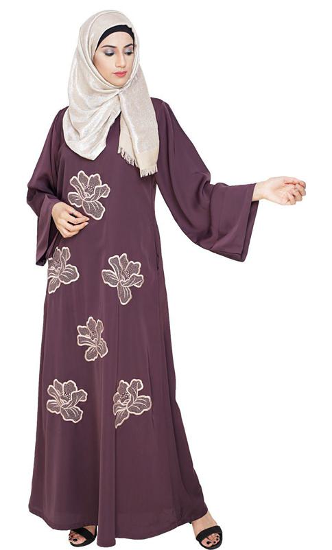 Daisy Dark Purple Dubai Style Abaya (Made-To-Order)