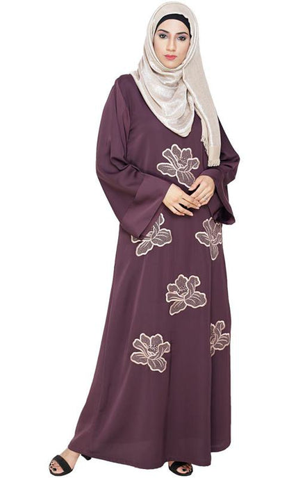 Daisy Dark Purple Dubai Style Abaya (Made-To-Order)