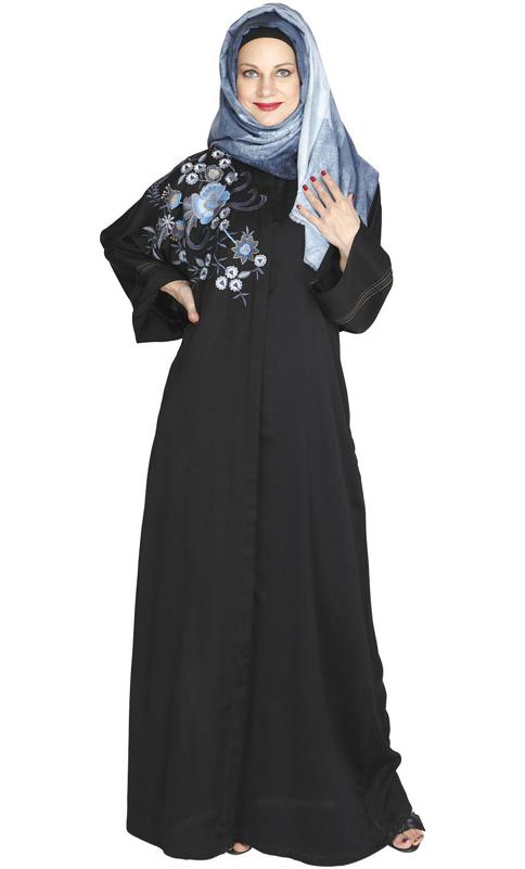 Daisy Drill Black Abaya