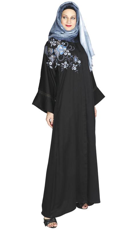 Daisy Drill Black Abaya