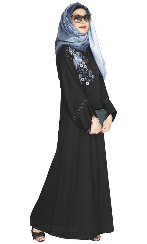 Daisy Drill Black Abaya