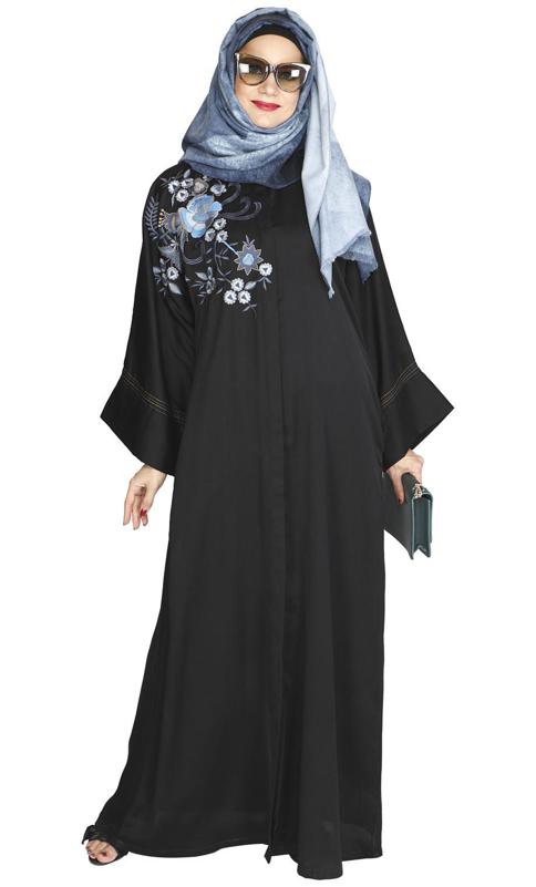 Daisy Drill Black Abaya