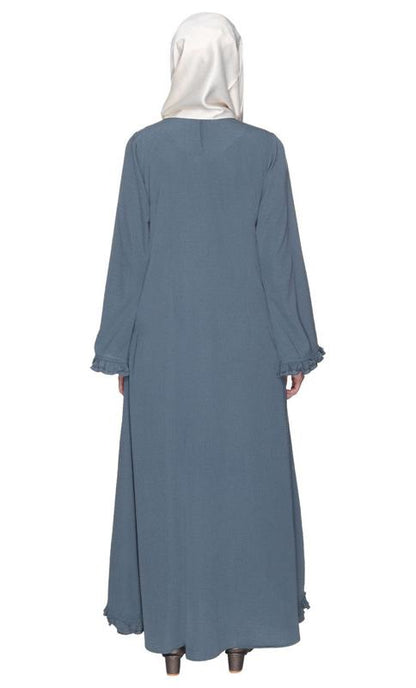 Dapper Grey Jacket Syle Frill Abaya (Made-To-Order)