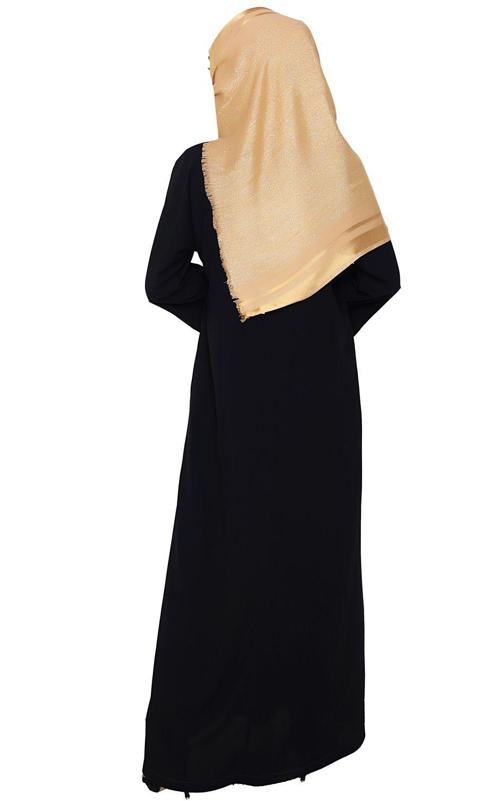 Dazzling Zip-Up Black Abaya (Made-To-Order)