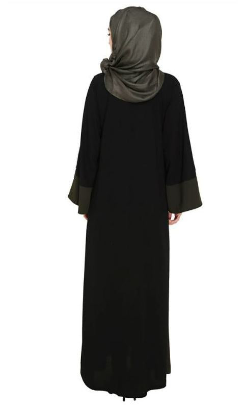 Dazzling Zip-Up Olive Abaya