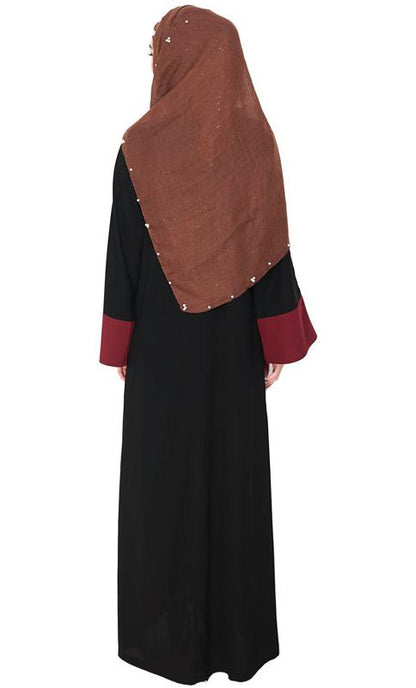 Dazzling Zip-Up Wine Abaya (Made-To-Order)