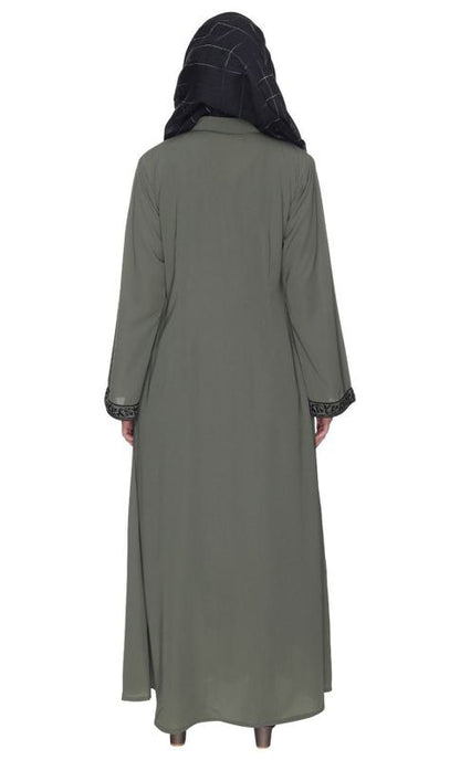 Dead Mint Premium Abaya With Black Embroidery (Made-To-Order)