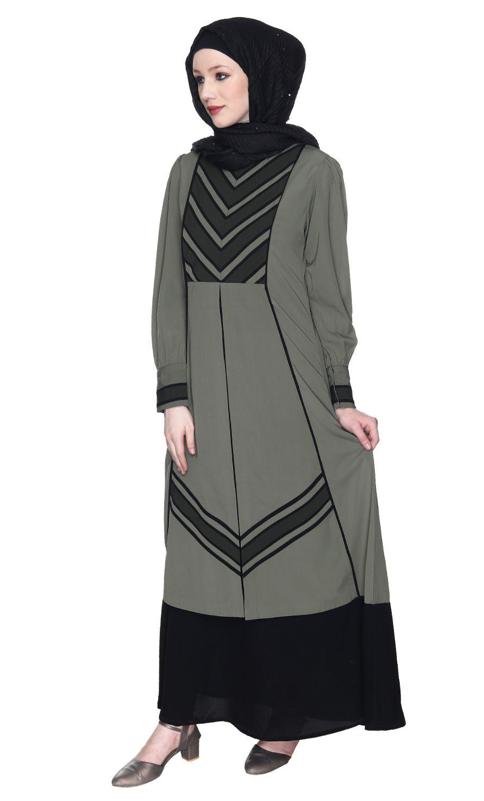 Dead Mint Spohisticated Panelled Jacket Style Abaya (Made-To-Order)