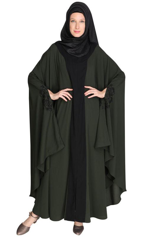 Delicate Embroidered Green Irani Kaftan