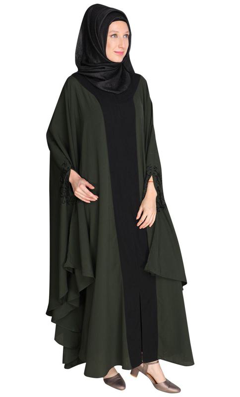 Delicate Embroidered Green Irani Kaftan