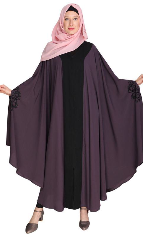 Delicate Embroidered Imperial Purple Irani Kaftan (Made-To-Order)