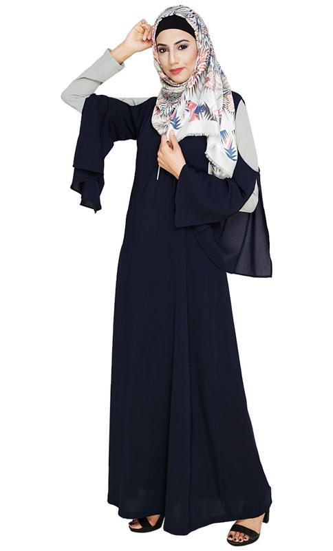 Dora Sleeves Blue Abaya (Made-To-Order)