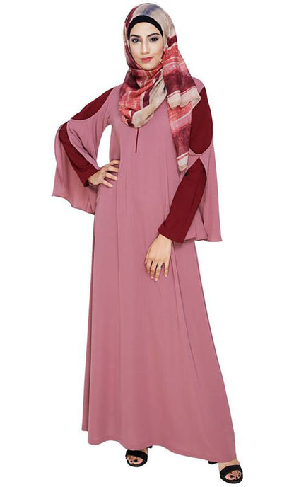 Dora Sleeves Onion Pink Abaya (Made-To-Order)