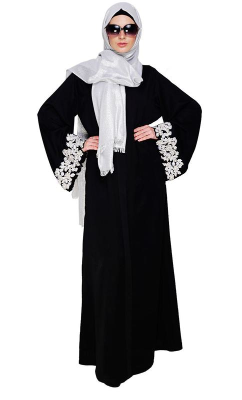Dreamy Pearl Black Dubai Style Abaya (Made-To-Order)