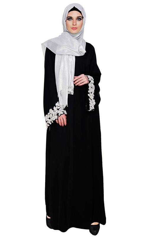 Dreamy Pearl Black Dubai Style Abaya (Made-To-Order)