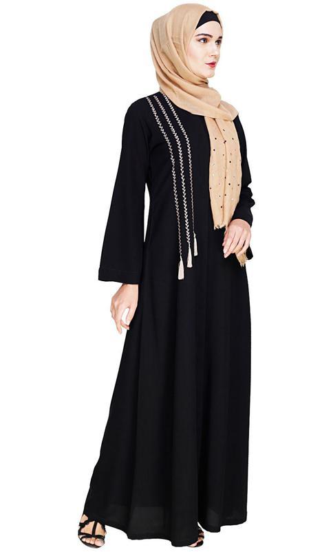 Elegant Black Embroidered Abaya