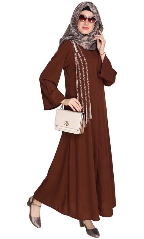 Elegant Brown Embroidered Abaya